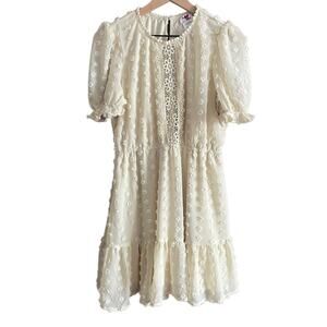 Heart & Heels Cream Cottage Core Romantic Frilly Mini Dress XL NWOT